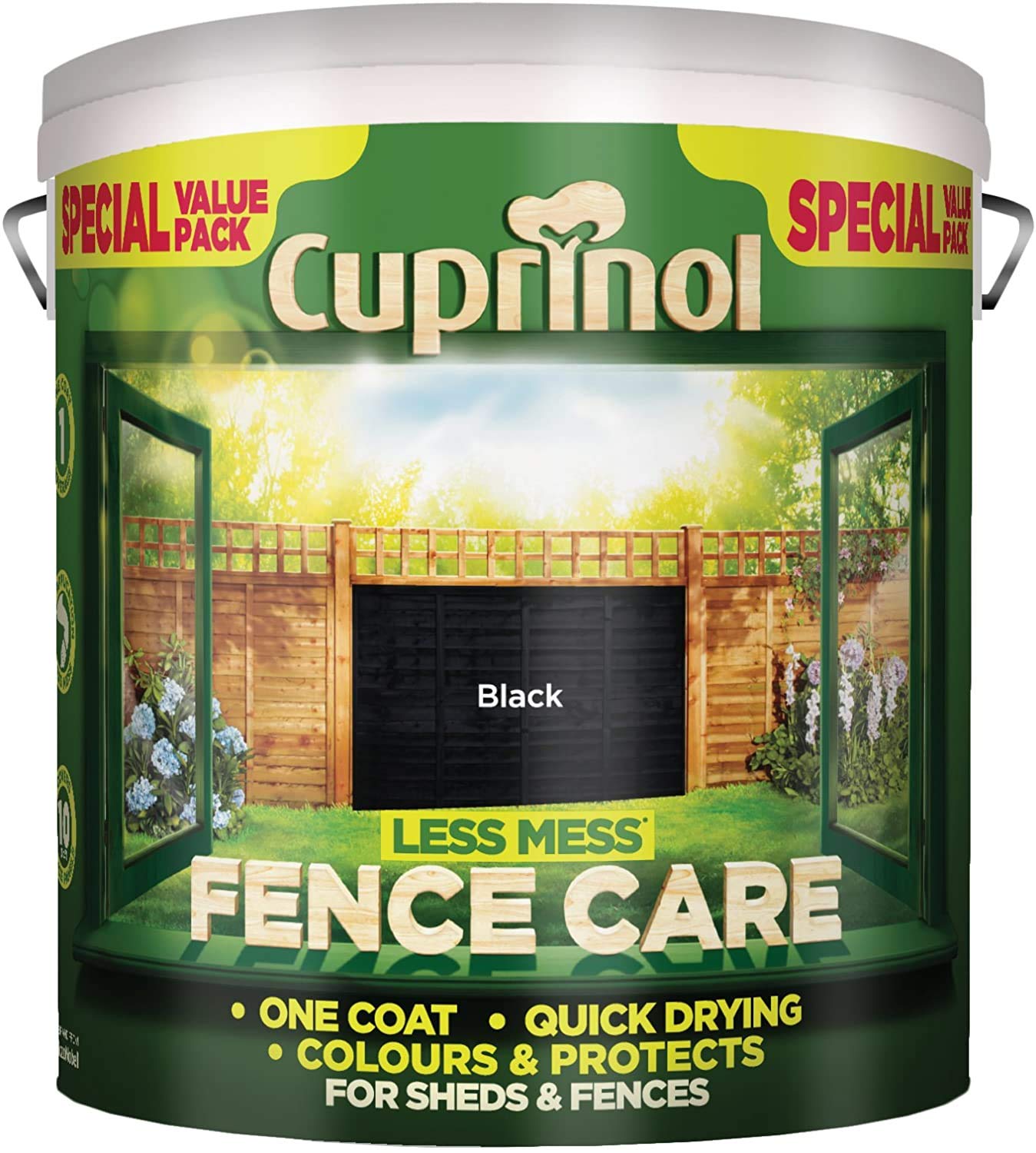 Cuprinol 2 x Less Mess Fence Care Black 6 Litre, 6l