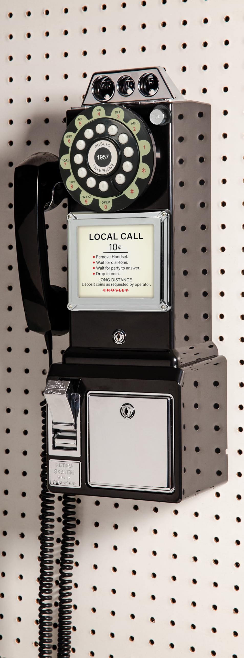 Crosley CR56-BK 1950's Payphone with Push Button Technology, Black
