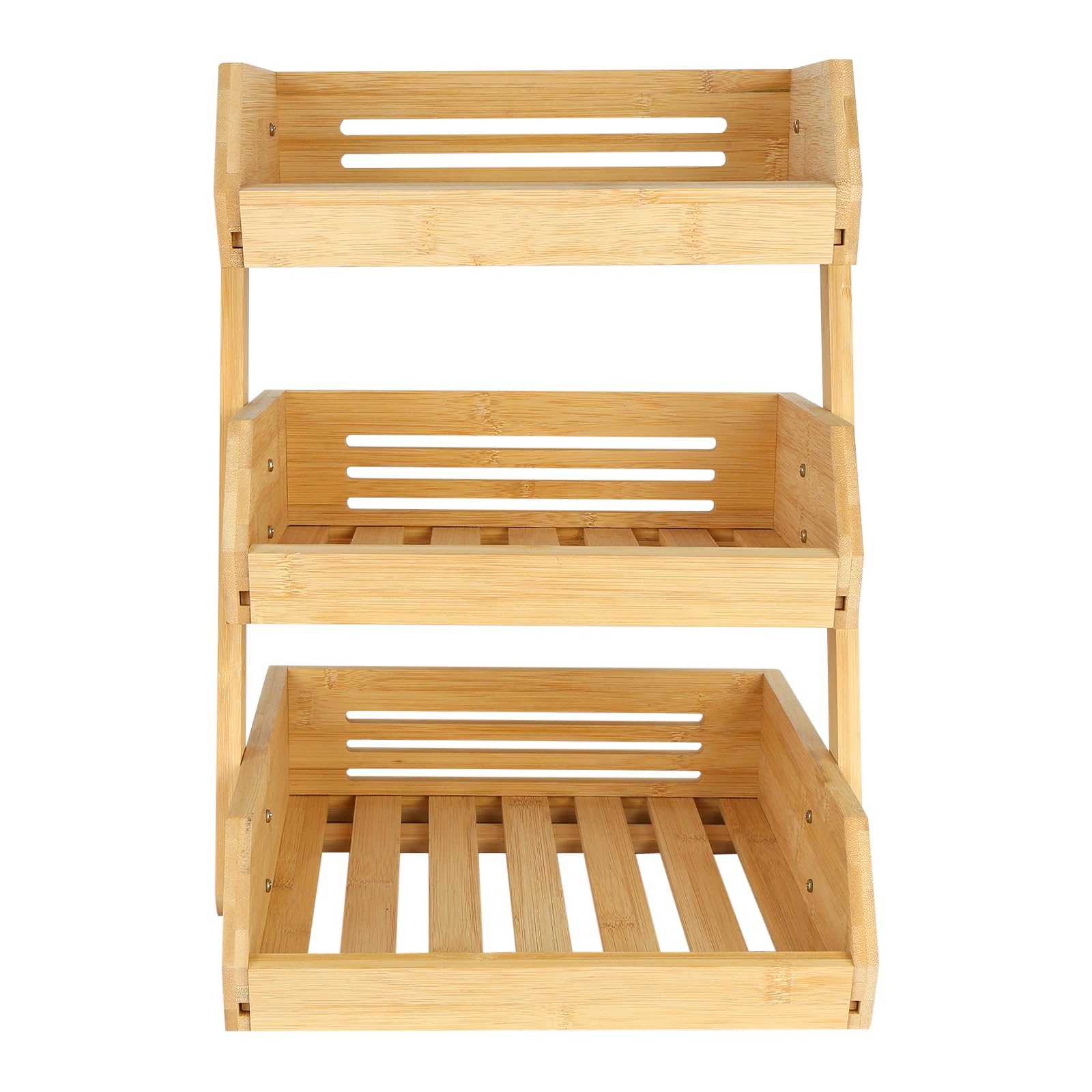 HUOLE Supporto per Cesto di Frutta in Bambù, a 3 Ripiani, Supporto per Cestino di Frutta, Organizzazione del Pane in Cucina, per Piano di Lavoro di Cucina per Frutta 30*33*41cm