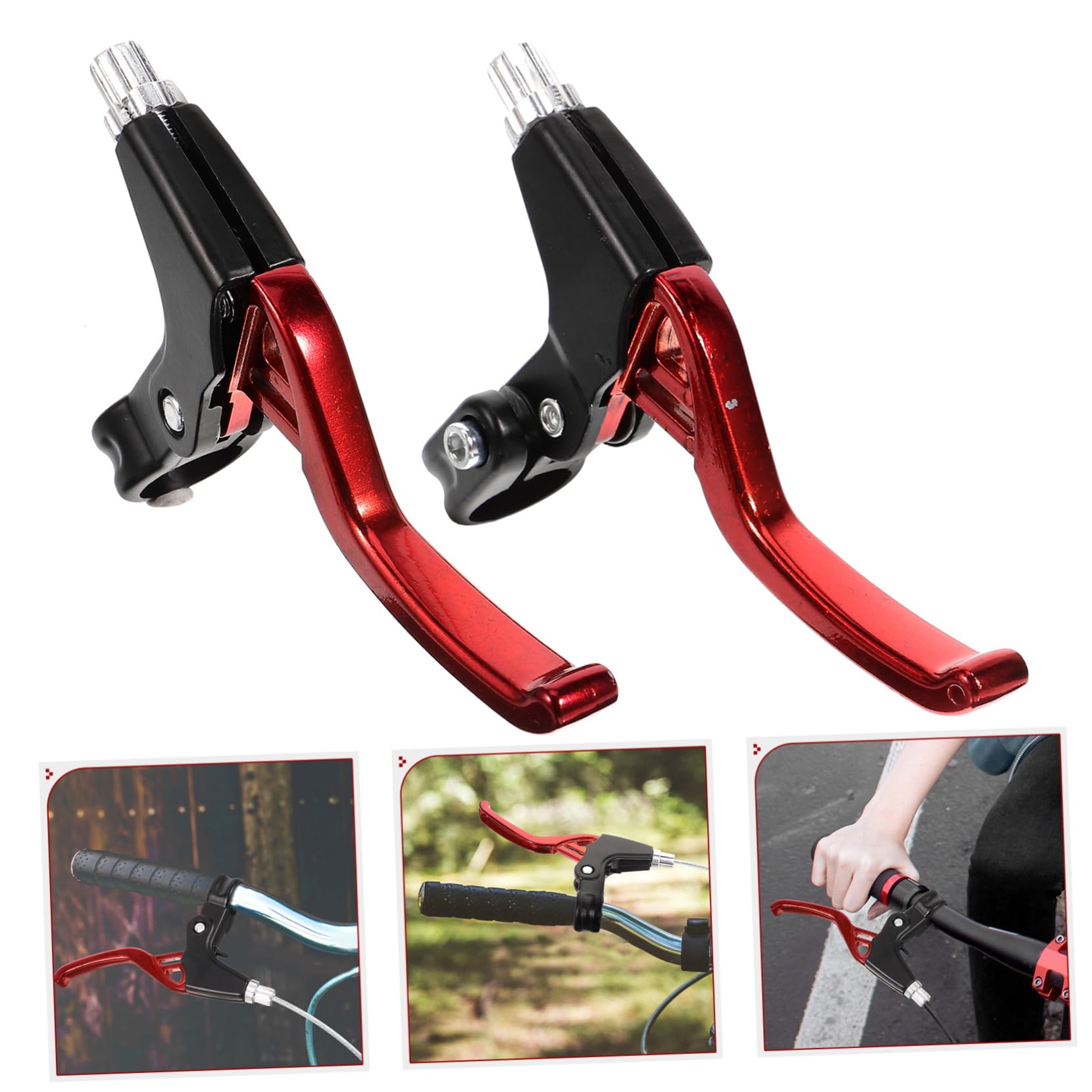 Yardwe Coppia Maniglie Freno per Bicicletta da Corsa in Alluminio (Rosse) 2 Pezzi Attrezzo Leva per Bicicletta Portatile Catena Montuosa Cestino Maniglia Tutto in Lega di Alluminio