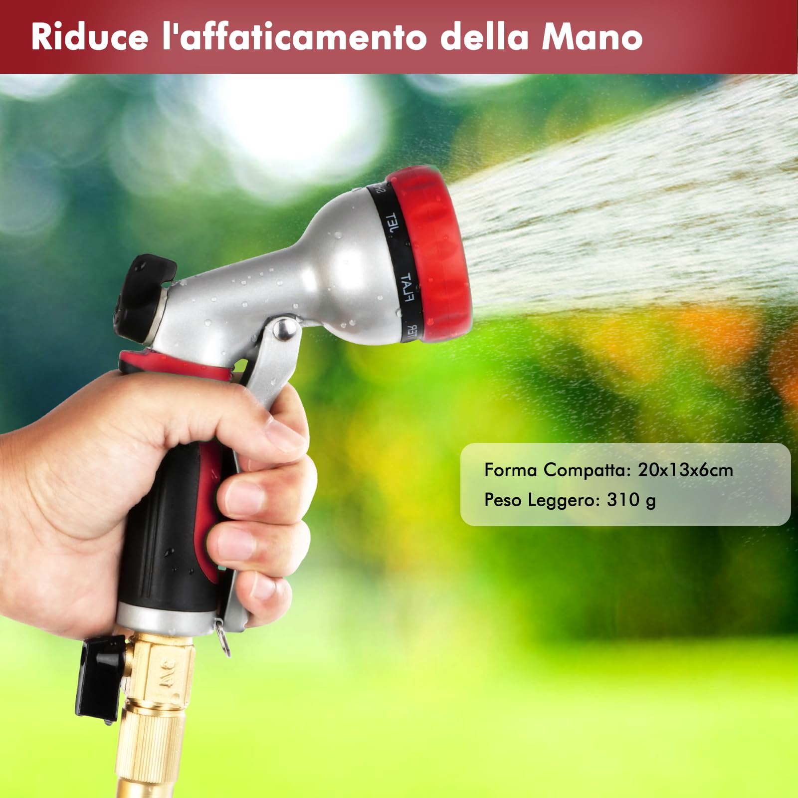 TRIXES Pistola Multi Getto per Irrigazione Giardino con Serbatoio per Sapone/Fertilizzante