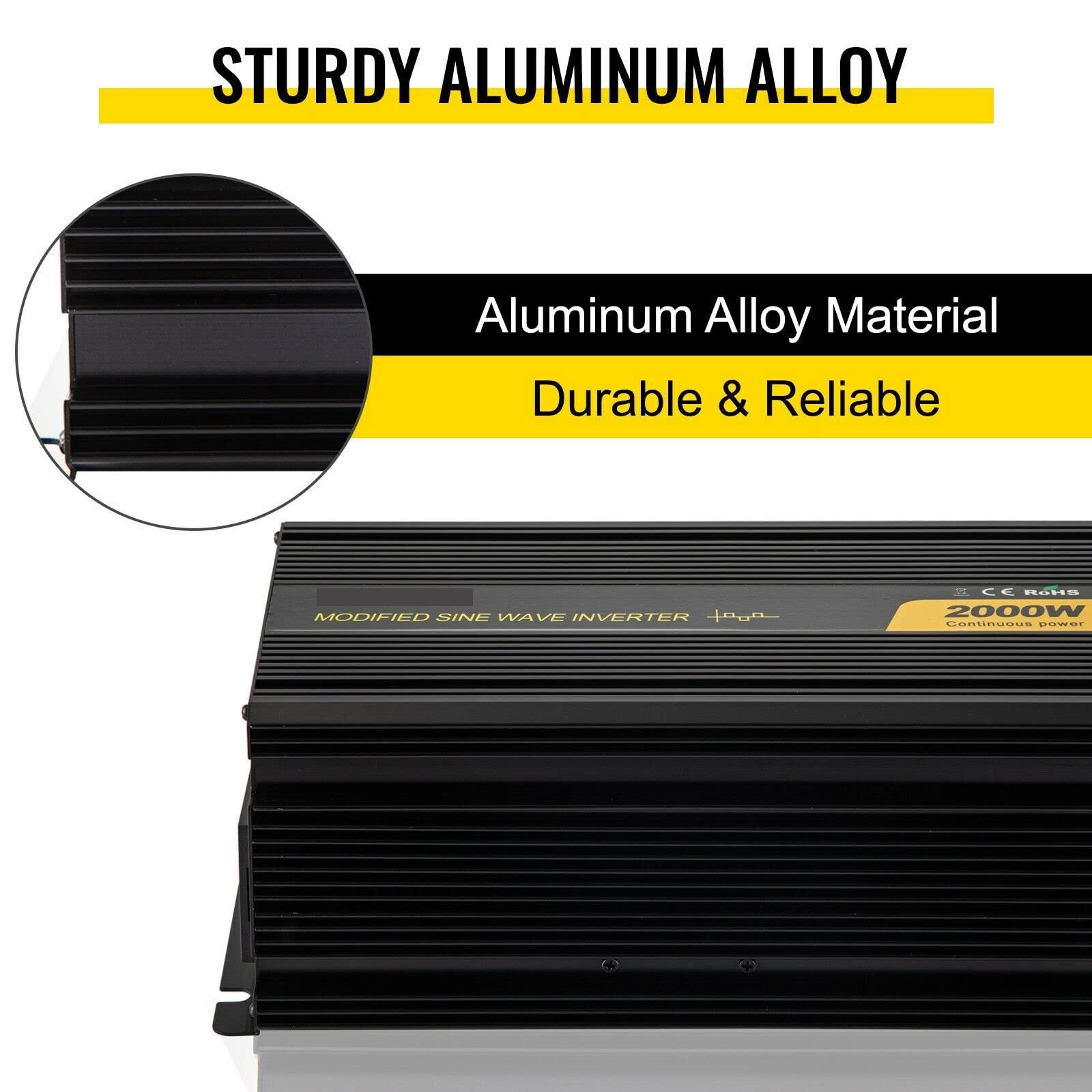 Zmodyfikowany falownik sinusoidalny Ekran LCD ze stopu aluminium i amp;Wskaźniki LED do zasilania(2000W DC12V AC240V)