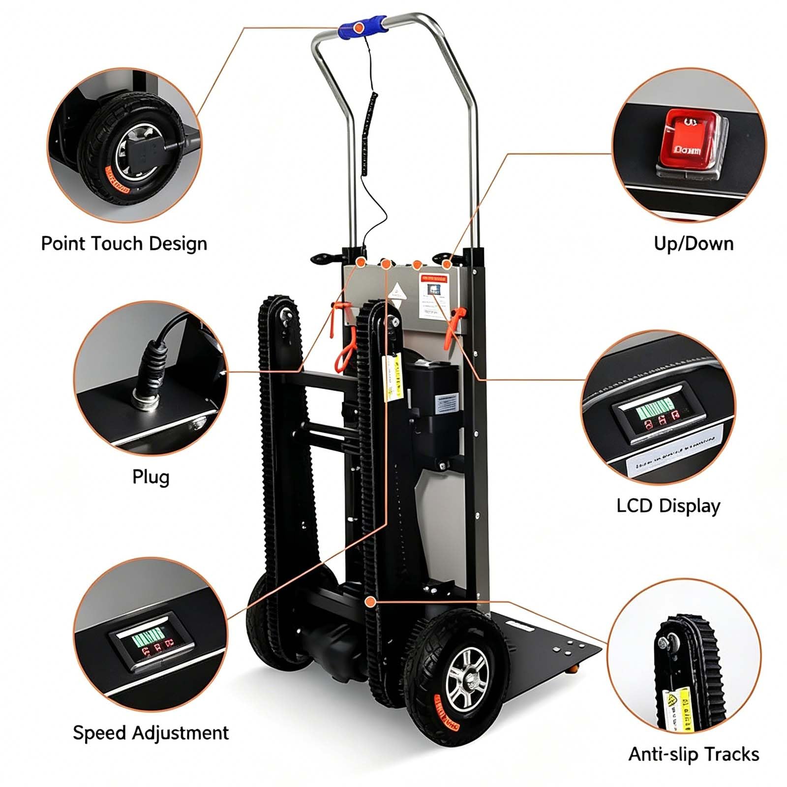 Carrello Montascale Elettrico, con Maniglia Telescopica Scale e Discese, con Batteria Rimovibile, Motori Brushless, per Sacchi e Oggetti Pesanti su e Giù Scale,005