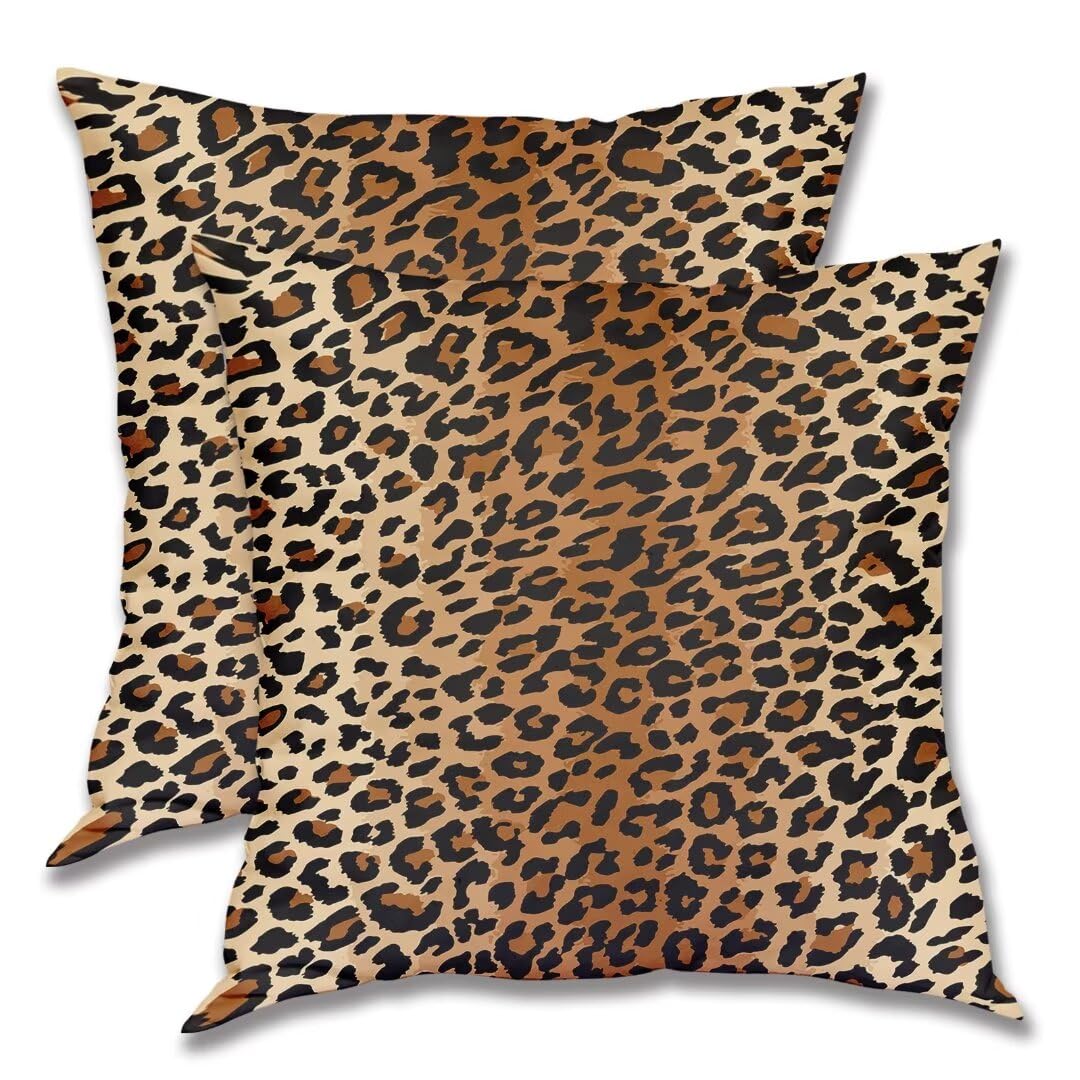 BETGINY Leopard Throw Pillow Cover 24 x 24 Inch Pack of 2, Cheetah Print Pillow Covers Square Cushion Faux Animal Skin Pillowscase for Bedroom Home
