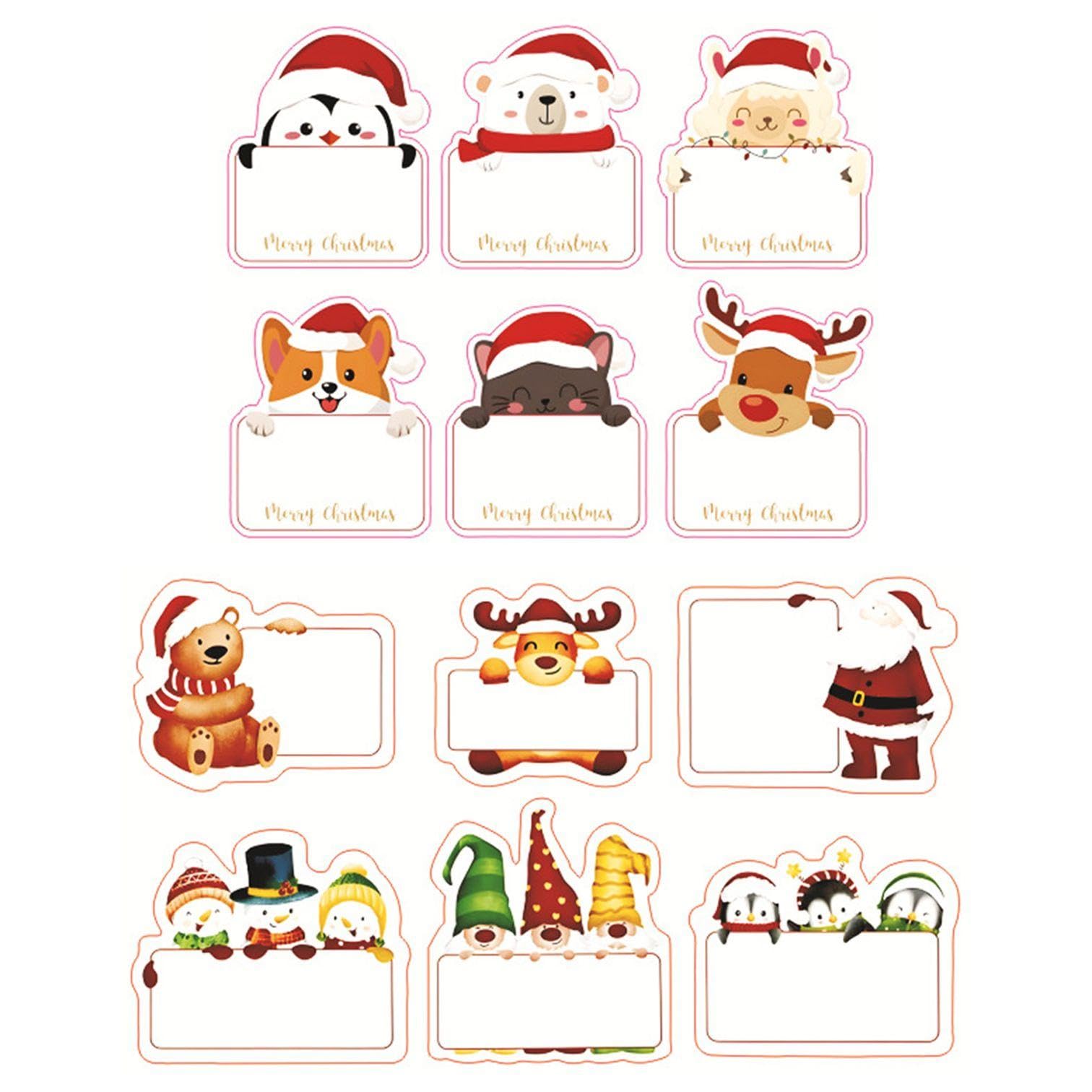 Eowvisn White 40 Christmas Stickers, Santa Claus Reindeer Pattern, Self-Adhesive Back Design, Gift Packaging Decorations.