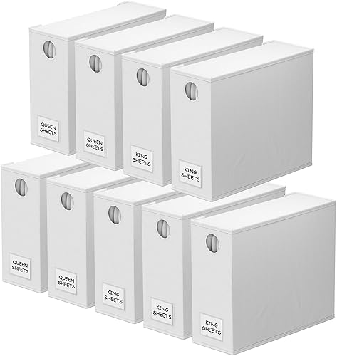 Miniatura 8 de SpaceAid Paquete de 6 organizadores y almacenamiento de sábanas, organizador de sábanas plegable para armario de lino, juego de sábanas con ventana