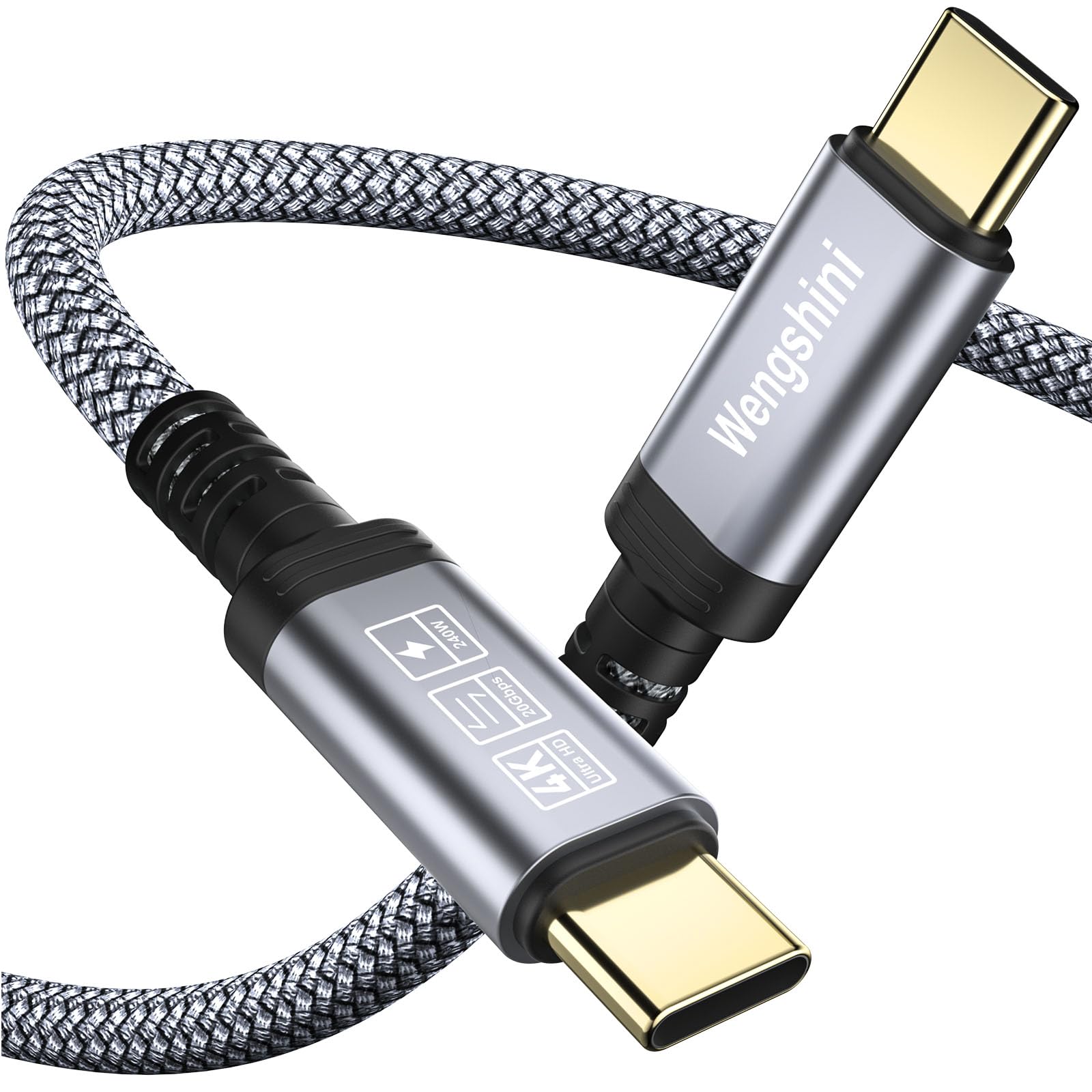Wengshini USB C auf USB C Kabel 0.5M,240W/20Gbps