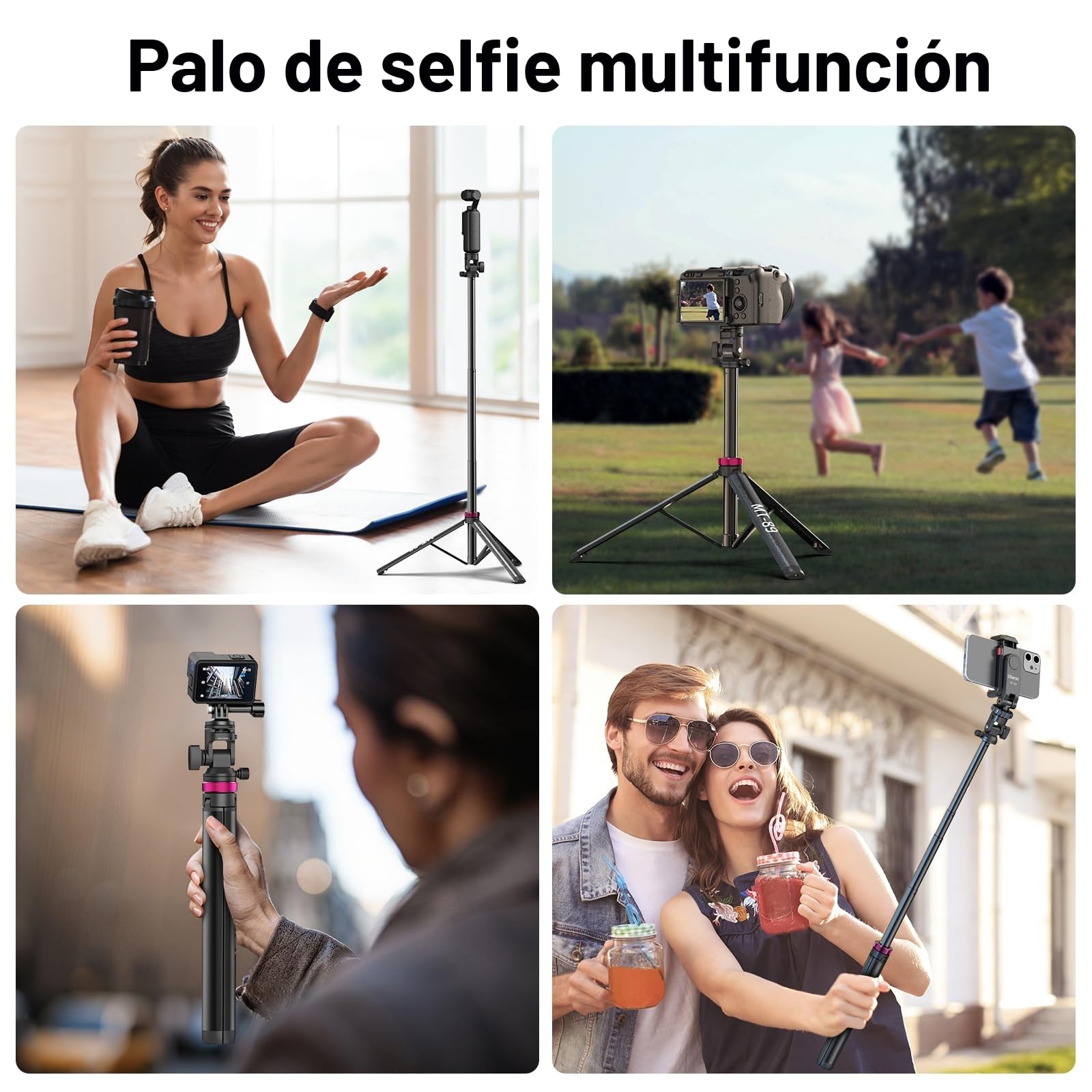 ULANZI MT-89 Soporte de Luz Ajustable Portátil con Tornillo de Liberación Rápida de 1/4", Trípode Extensible de Aluminio de 208cm, Cabeza de Bola de 360°