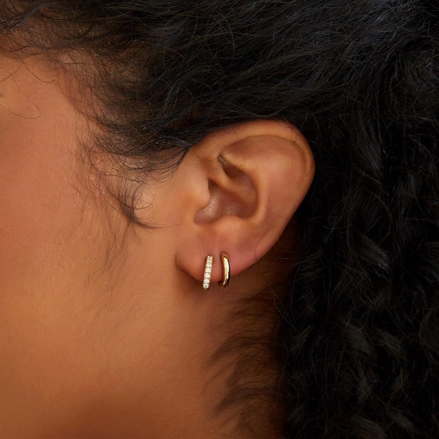 Gold Hoop Earrings Set Huggie Hoop Earrings Hypoallergenic Tiny Lightweight Cartilage Cubic Zirconia Jewelry Everyday Earrings for Women Piercing - Image 5