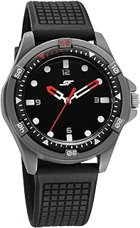 SF Sporty Quartz Analog Black Dial Black Polyurethane Strap Watch for Men - NT7930PP23W