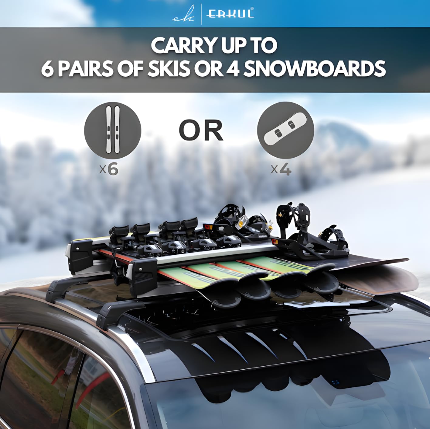 Amazon.com: Erkul Ski Rack for Car Roof with Sliding Extension