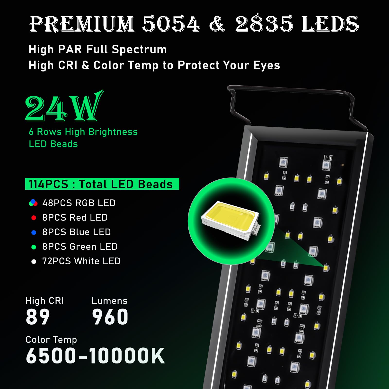 hygger Aquarium Light, Full Spectrum Fish Tank Light, LED Plant Light with Controller, 3 Modes with Timer, 9 Colors - Image 4