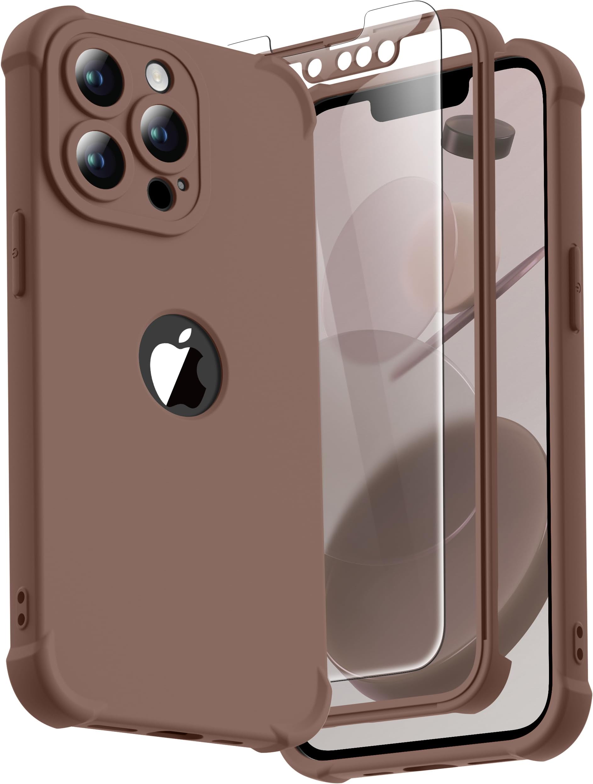 ORETECH for iPhone 13 Pro Case, with [2 Screen Protectors] [15 Ft Military Grade Drop Test] [Camera Protection] 360° Shockproof Slim Thin Phone Case iPhone 13 Pro Cover 6.1" Brown