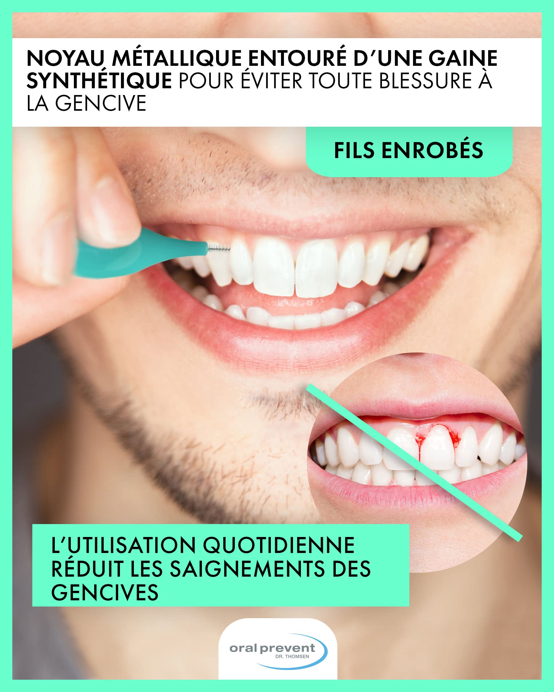 Lot de 25 brossettes interdentaires Smart Grip en plastique biologique - Taille ISO 7 (violet) - Fil : 1,30 mm de diamètre