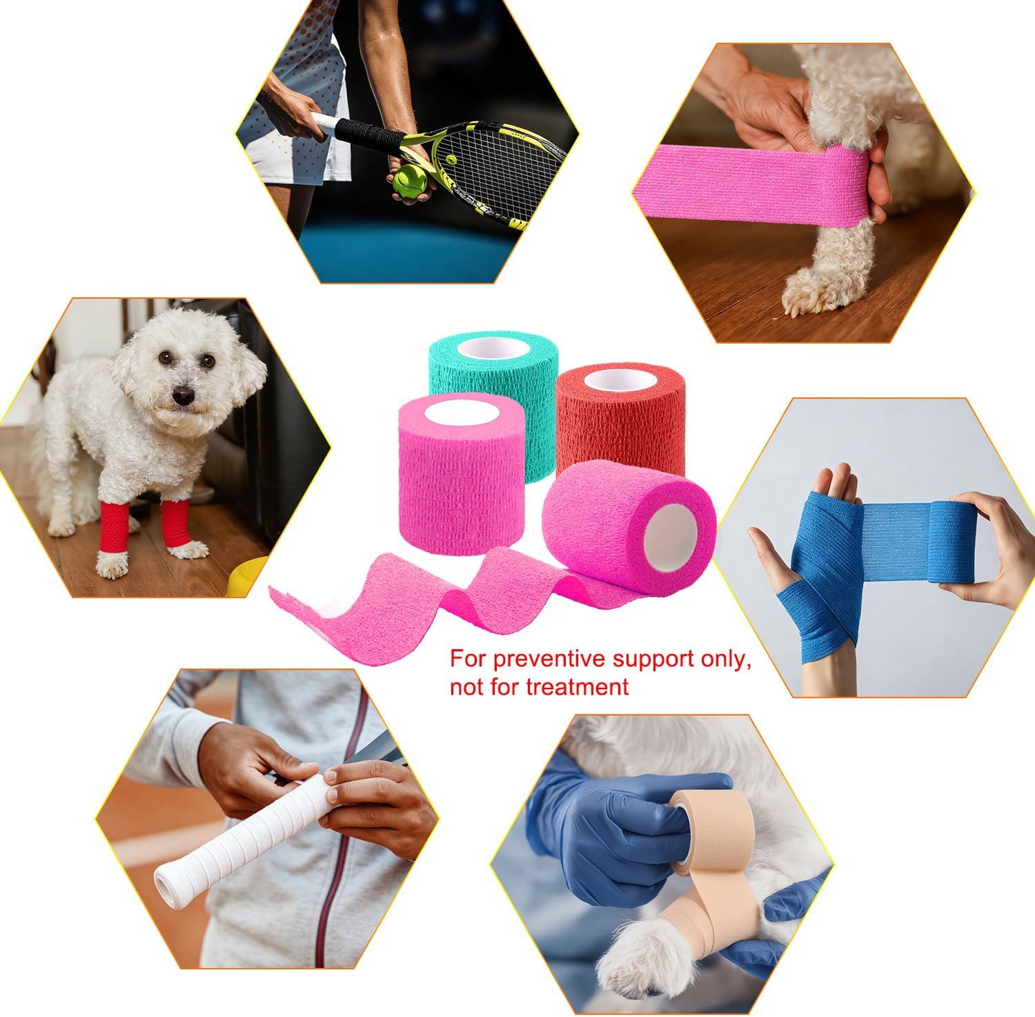 BQTQ 40 Rolls Self Adhesive Bandages Wrap 2 Inch Self Adherent Wrap Tape Self Stick Bandage Wraps for Wrist Ankle Swelling Sprains(20 Colors)
