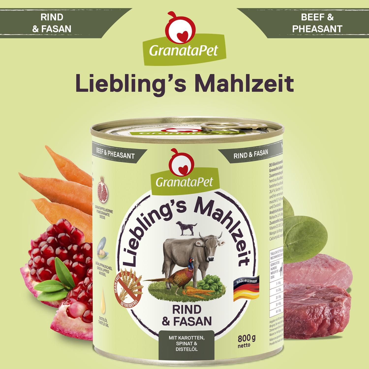 GranataPet Liebling's Mahlzeit Multipack 2, Nassfutter für Hunde im Probierpaket, Alleinfuttermittel ohne Getreide, Hundefutter mit hohem Fleischanteil & hochwertigen Ölen, 6 x 800 g