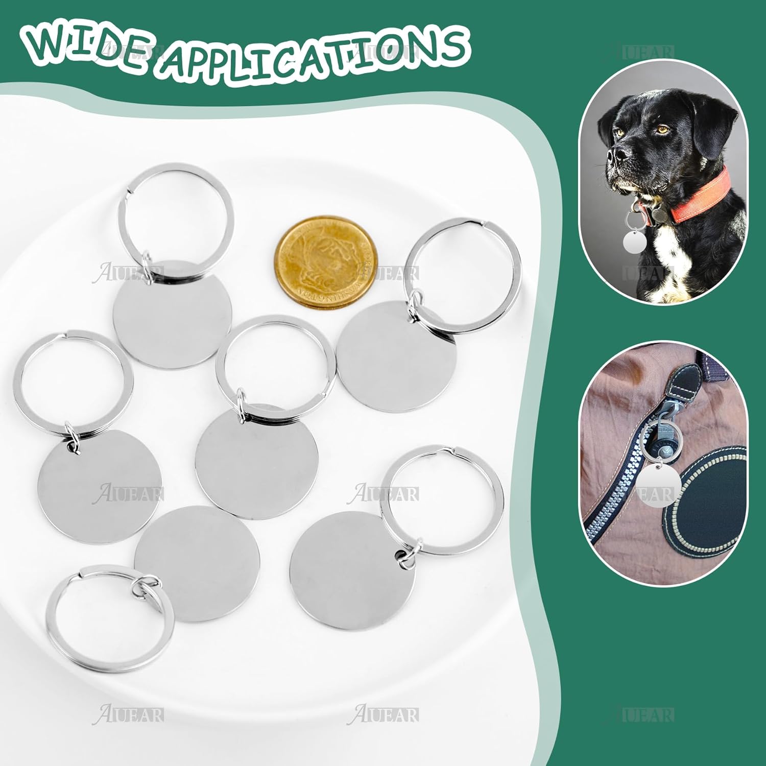 AUEAR, 20 Pack Engravable Metal Keychain Blanks Stamping Stainless Steel Blank Tags for DIY Craft Style A - Image 4