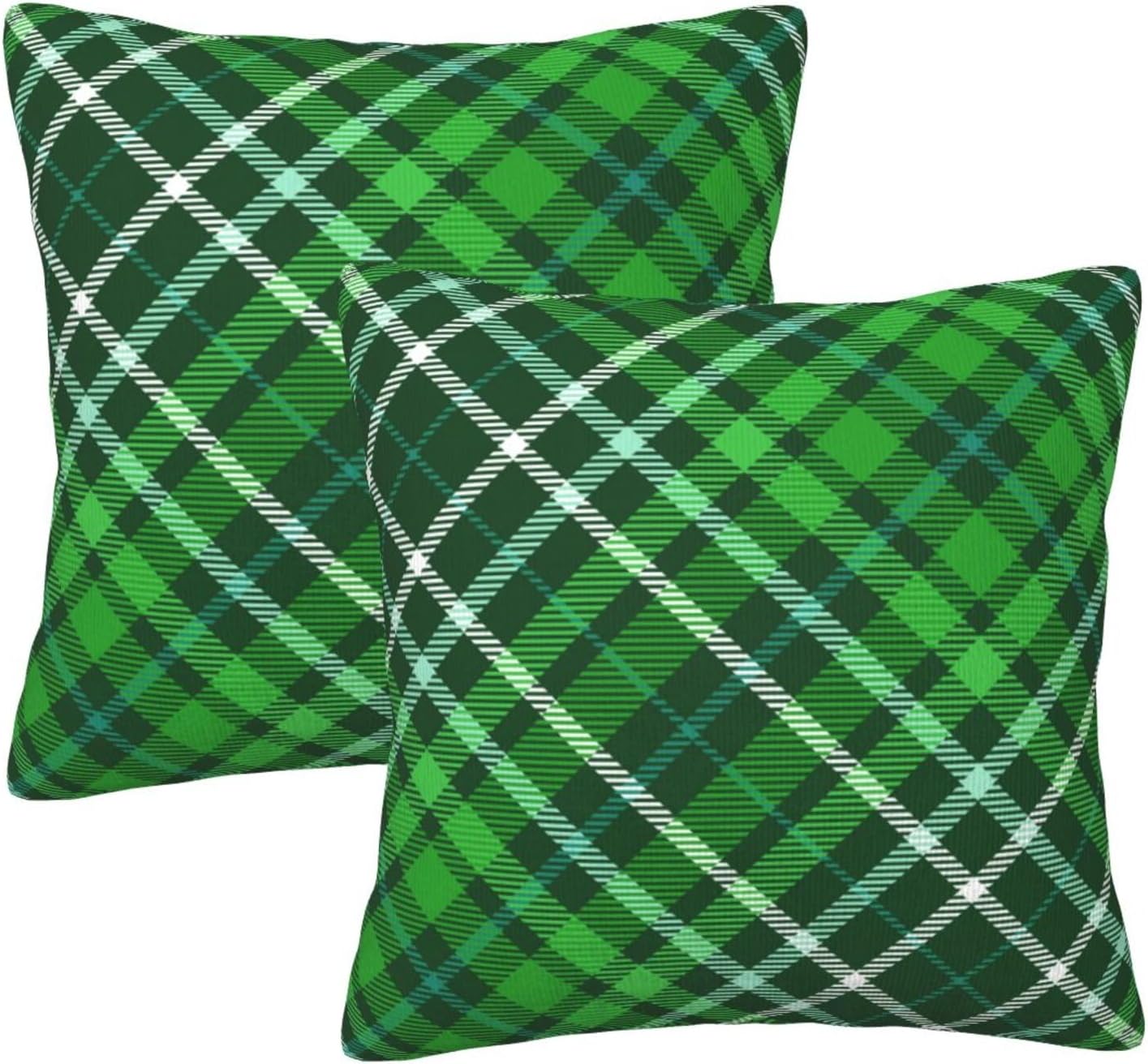 Green Buffalo Plaid Pillow Covers 18x18 Set of 2 Decorative