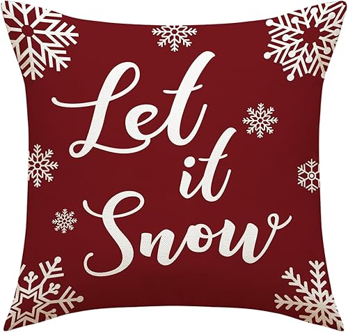 Miniatura 6 de Fundas de almohada navideñas de 18 pulgadas, 4 piezas, decoración navideña festiva roja (4 piezas mezcladas)