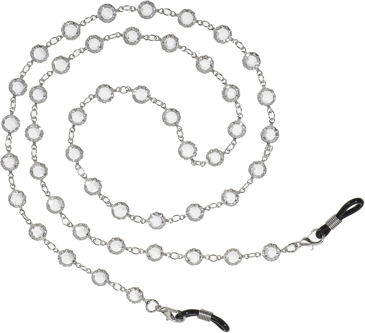 Glasses Chain for Women, Eyeglass Chain, Sliver Crystal Beaded Glasses Chains for Girls, Eyeglass Beads Chains Eye Glass Holders Around Neck Eyeglasses for Women Strap Reading Lanyard