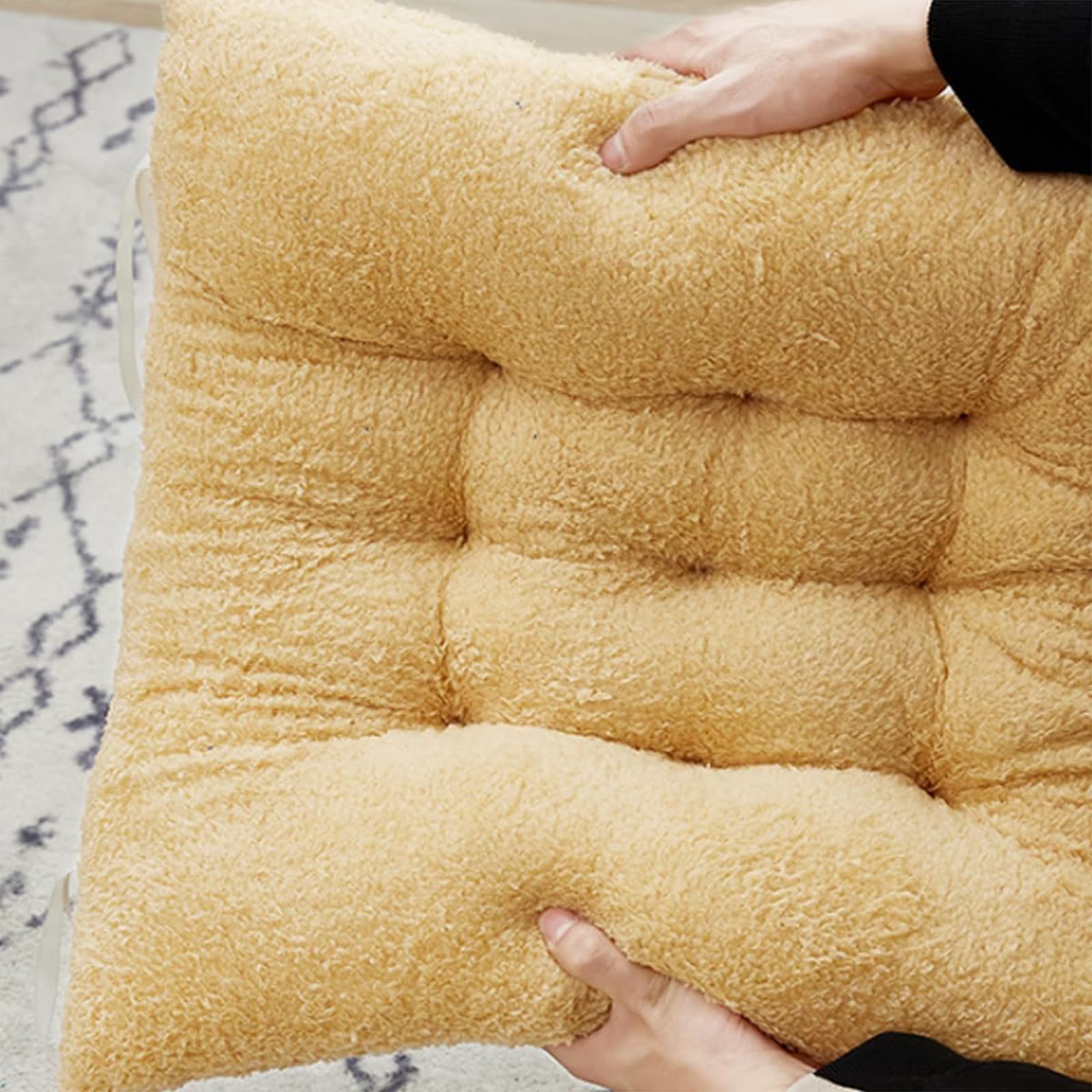 Plüsch-Sitzerhöhung für Sessel – dickes, weiches Sitzkissen mit Gurten, ideal für ältere Menschen, postoperative Erholung und Schwangerschaft, Komfortunterstützung