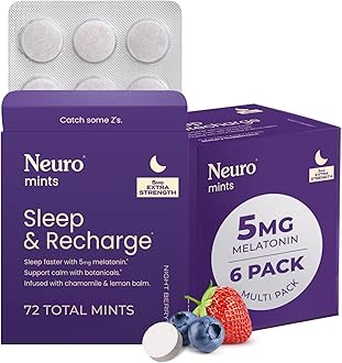 Sleep & Recharge Meltaway Mints - Contains Melatonin 5mg, Chamomile & Elderberry - Travel Aid for Nighttime Relaxation & Healthy Sleep Cycle - Night Berry 72, ct
