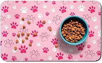 Zoeeya Absorbent Dog Food Mat Pink 12x20 Inch - Non-Slip Pet Feeding Placemat for Water Bowls, Cats & Dogs