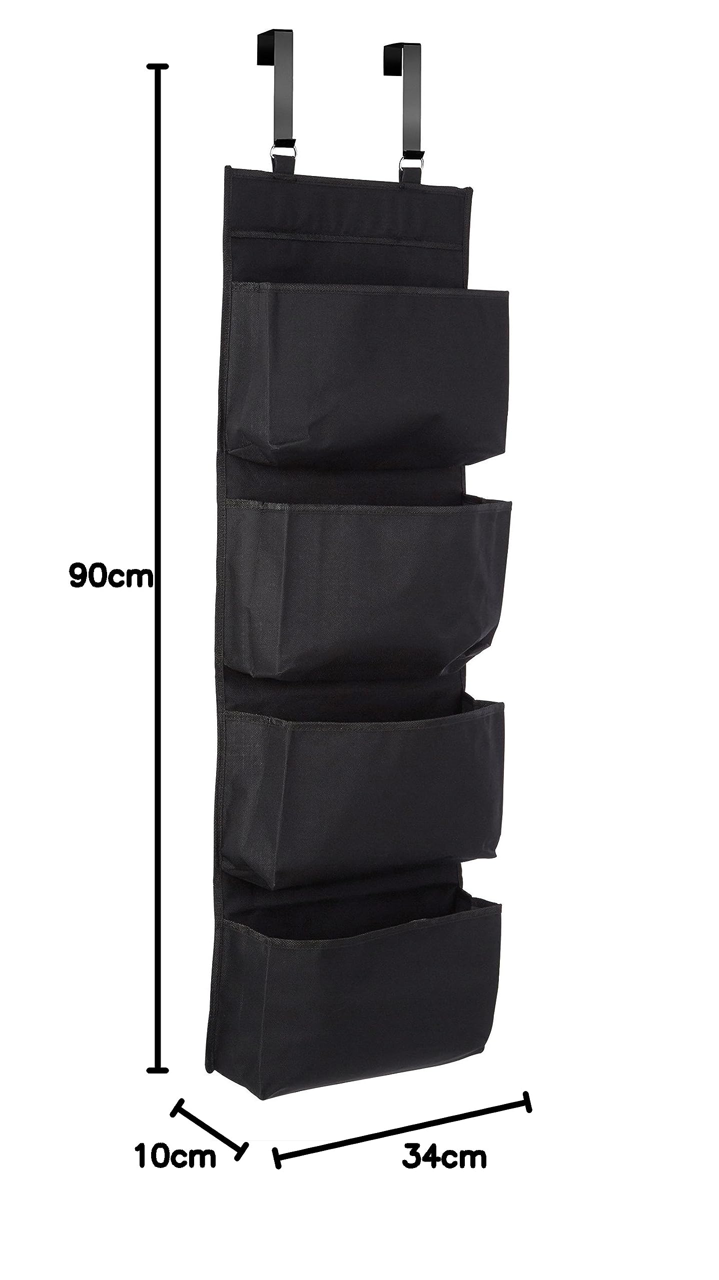 Premier Housewares 4-poziomowy organizer wiszący nad drzwiami, czarny, 10 x 34 x 90 cm