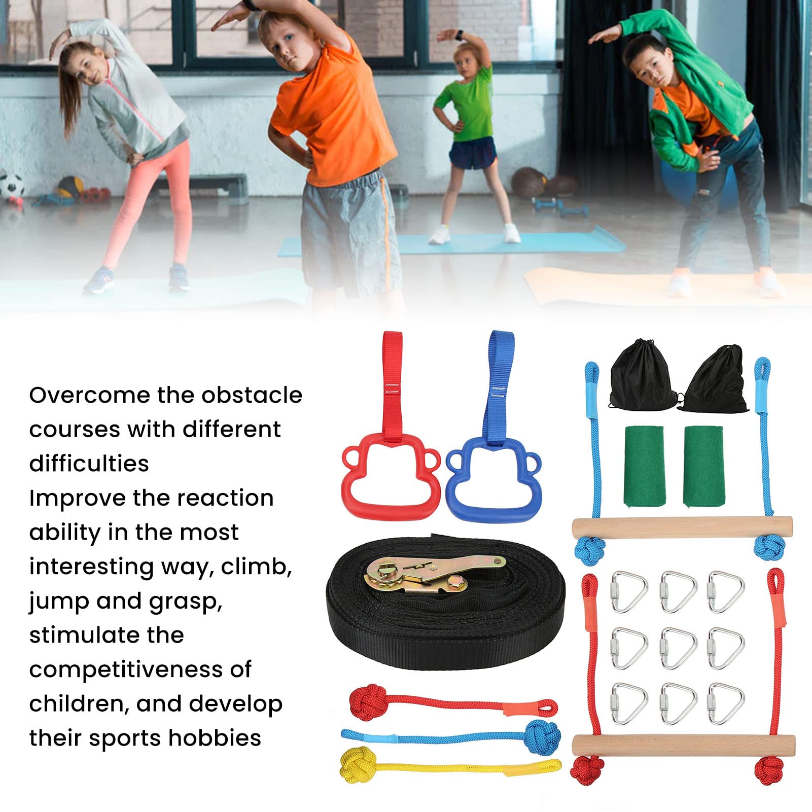 Shanrya Anelli Monkey Bar Indoor, Anelli Monkey Bar per Bambini Stimolare la Competitività Sviluppare Hobby Sportivi Attrezzatura Ginnastica Indoor per Parco Giochi