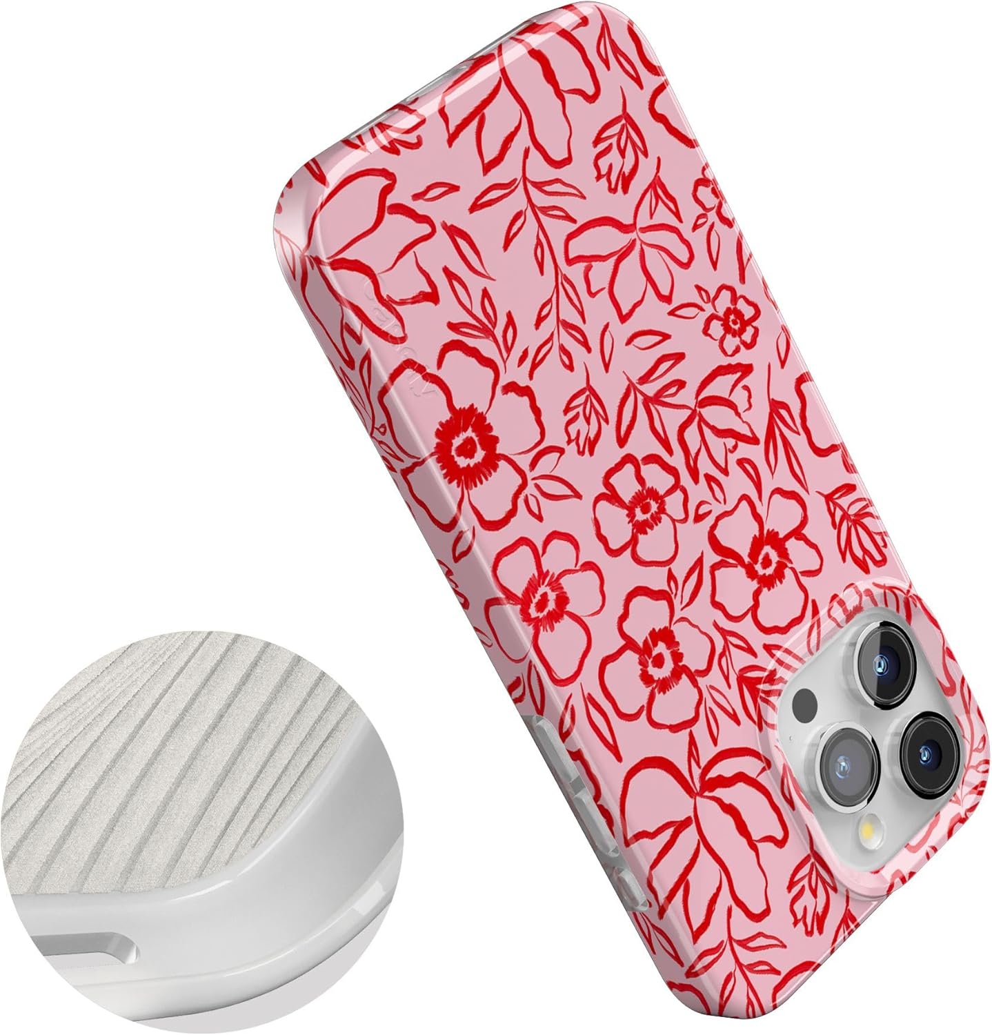 Casely iPhone 15 Pro Case | Blush Garden | Floral Doodle | Compatible with MagSafe | Classic Ultra Thin Design