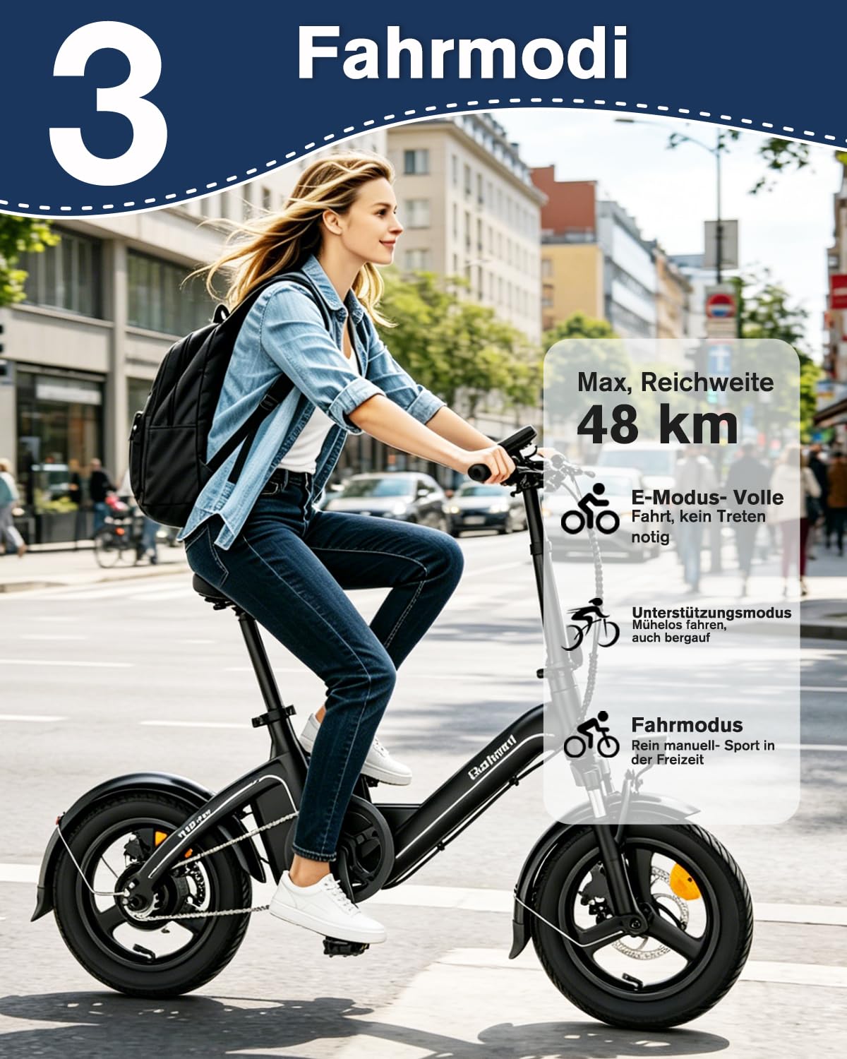Bodywel T16PRO Mini E Bike 14 Zoll faltbar Elektrofahrrad 250W 36V/10AH Akku mit APP Funk für Herren Damen,Reichweite Max 45 km