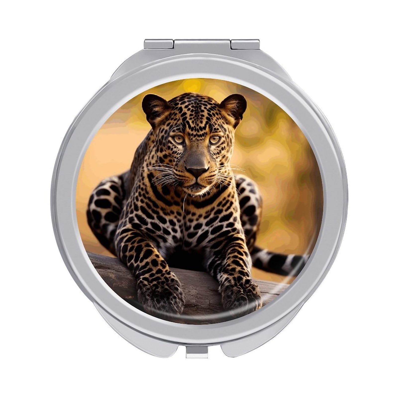 VstaDank Africa Nature Leopard Compact Mirror for Purses Round Fashion Travel Makeup Mirror 2X /1x Magnifying Double Sides Mini Mirrors Portable Pocket Mirrors for Handbag Purse Women Gift
