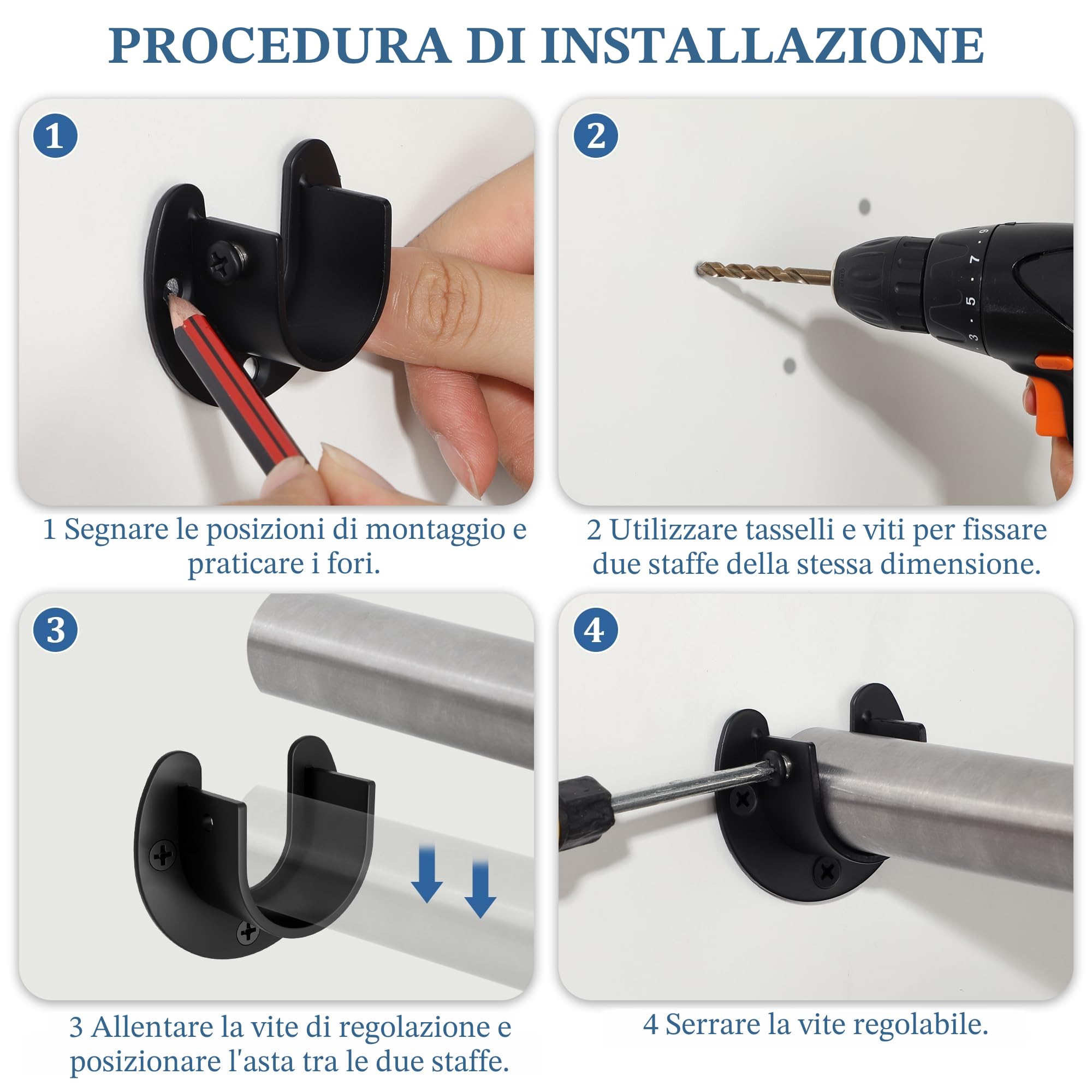 SAYAYO Bastone per Tende da Soffitto Acciaio Inox Supporto Bianco 28mm 2 Pezzi