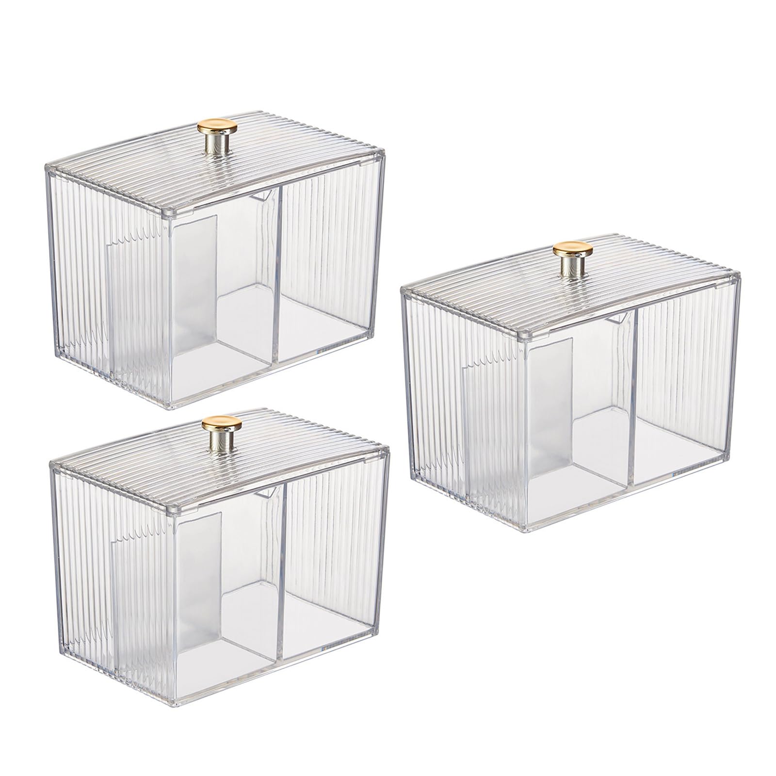 Hsioluted Decorative Clear Cosmetic Container Swab Holder Dustproof Vanity Desk Organizers Cosmetic Organizers Jar Storage Jar