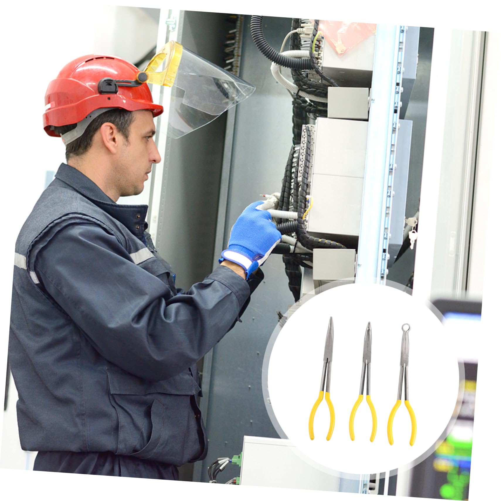 SHINEOFI 90grado Alicates De Punta Fina Extendidos Alicates De Punta Multifuncionales Herramienta Doméstica Para Cortar Cables Trabajos Eléctricos