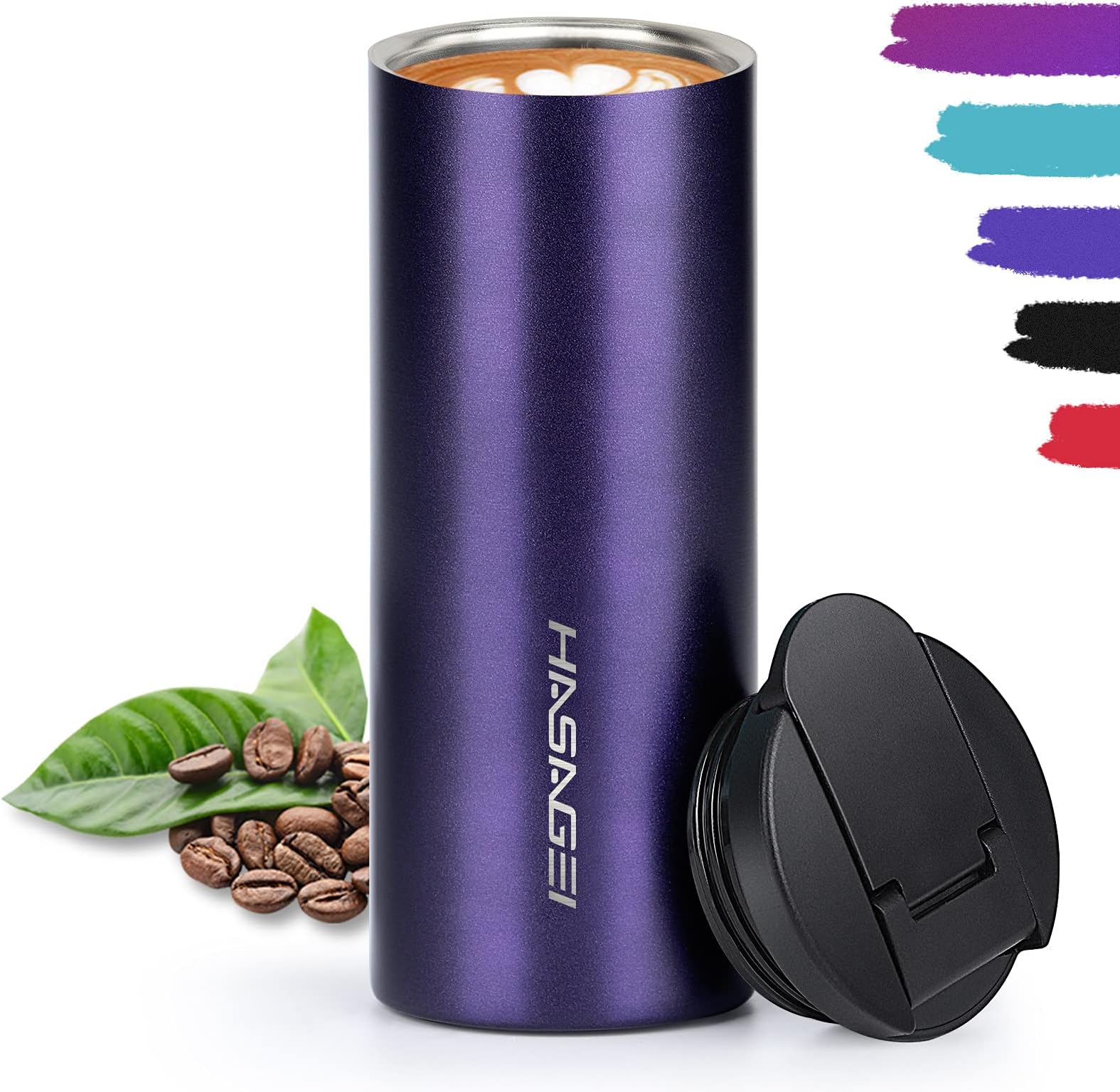 HASAGEI Insulated Travel Mug, Reusable Vacuum Stainless Steel Bottle for Hot and Cold Drinks - Leakproof Lid, 350ML (Nevy Blue)
