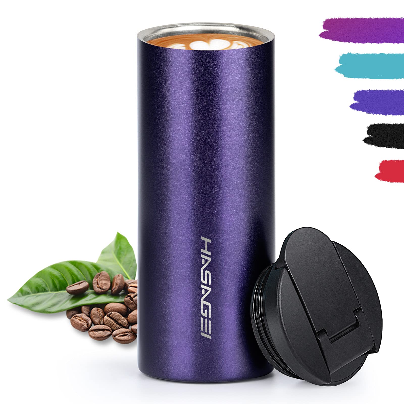 HASAGEI Insulated Travel Mug, Reusable Vacuum Stainless Steel Bottle for Hot and Cold Drinks - Leakproof Lid, 350ML (Nevy Blue)