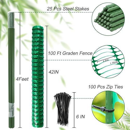 Miniatura 2 de Plastic Fencing Temporary Fence,Snow Fence 4x100 with Stakes,Garden Fencings Plastic with Poles,Reusable Safety Fence,Construction Fence,Garden
