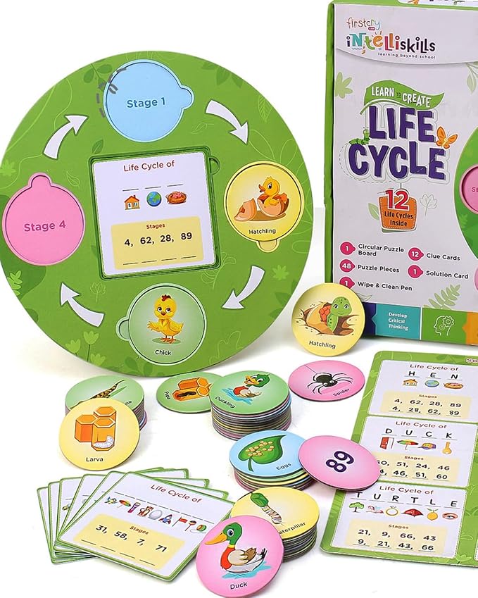 Buy FIRSTCRY INTELLISKILLS Premium 63 Pcs Life Cycle Puzzle for Kids