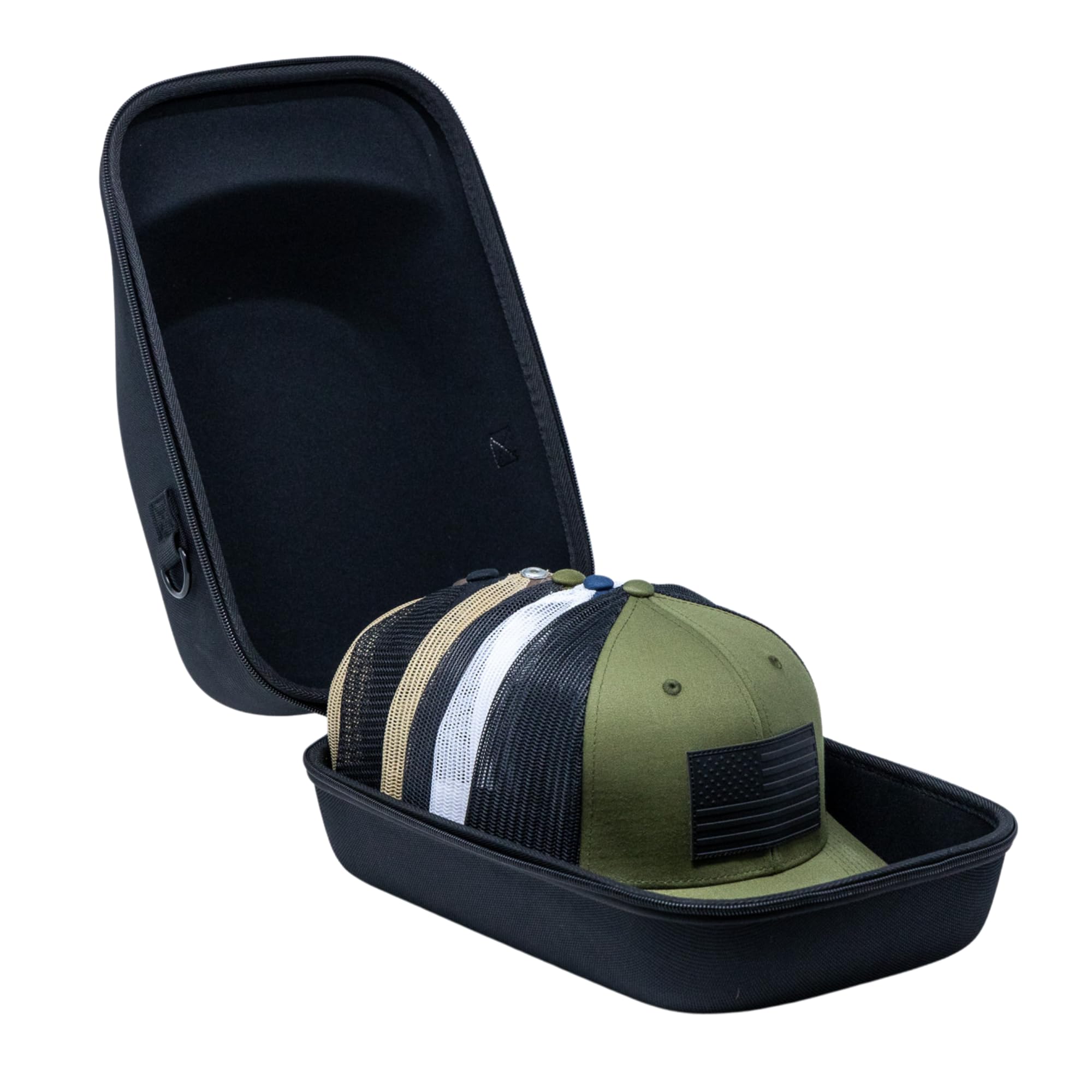 HOV Hard Travel Hat Holder Organizer - Dust Proof 13x9x6in EVA Case with Wearable Strap and Small Zipper Bag Inside for Hat Pins, Ensuring Hat Safety