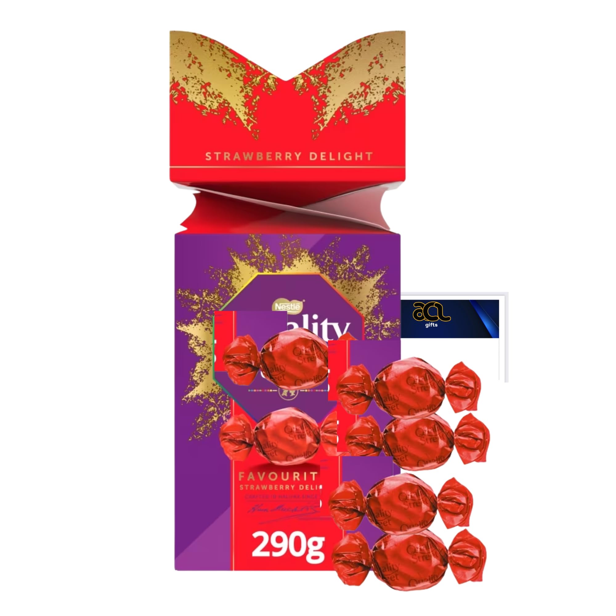 Quality Street Strawberry Delight Chocolates - Strawberry Creme Coated In Dark Chocolate - Christmas Chocolate Crackers Gift Box (Red)