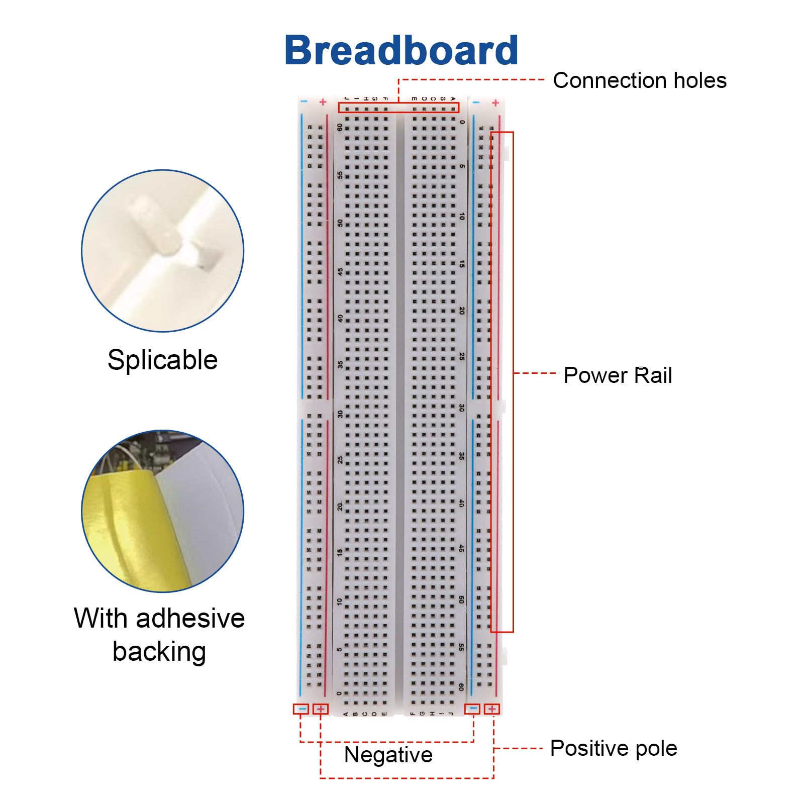 Koppelbaar breadboard met 630 200 gaten Koppelbaar breadboard met 630 200 gaten