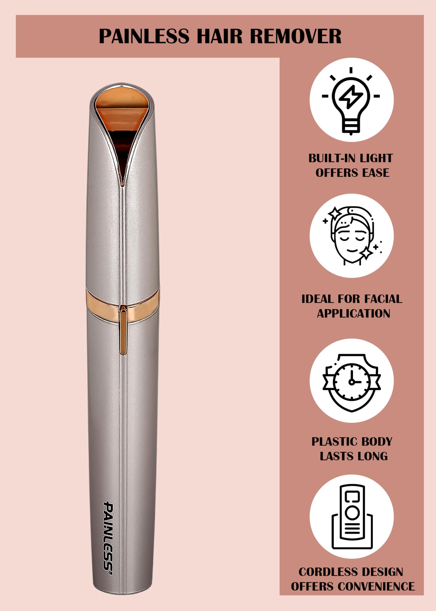 Brigin Painless Eyebrow Trimmer Women's Electric Eyebrow Razor: Epilator Eyebrow for Women Painless and Precision Eyebrow Trimmer for Woman, Grey 2