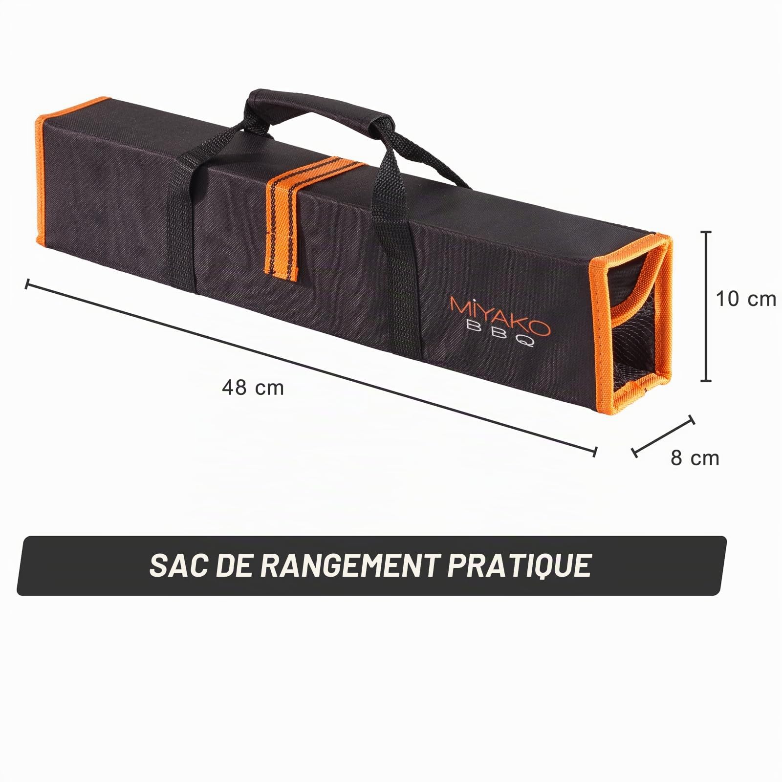 Set 5 ustensiles de Barbecue Pince Fourchette spatule Pinceau Sac BBQ Acier INOX