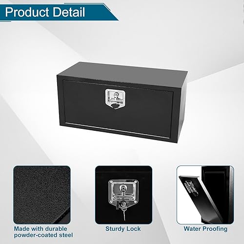 Miniatura 31 de Caja de acero para camión, 30 x 18 x 18 pulgadas, caja de acero resistente para remolque, caja de herramientas para camión, organizador