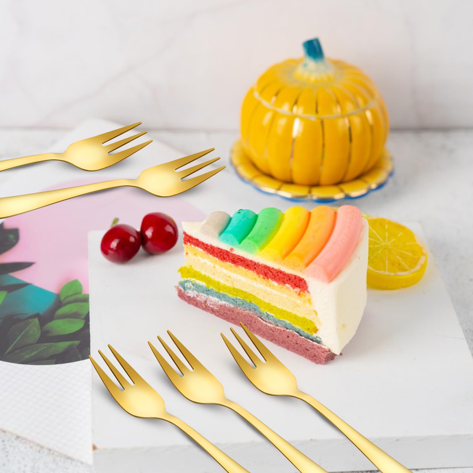 Set Oro 24 Pezzi Cucchiaini da Caffè e Forchettine da Dolce – Posate Piccole Eleganti in Acciaio Inox per Matrimonio, Compleanno, Natale – Resistenti e Lavabili in Lavastoviglie
