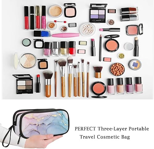 Miniatura 7 de Estuche para lápices de alta capacidad para oficina, universidad, escuela, bolsa de almacenamiento grande, organizador de caja (mármol azul y morado)