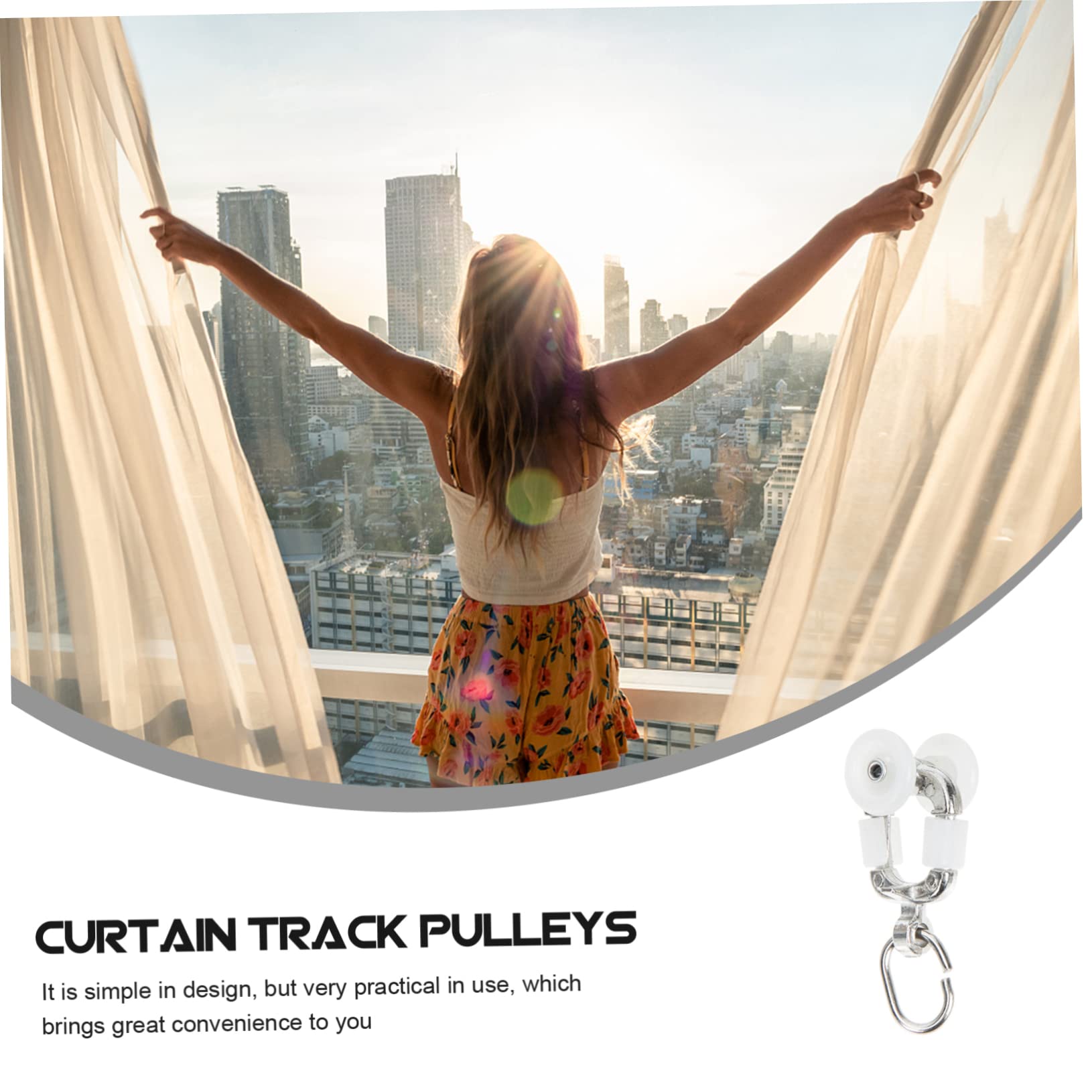 PRETYZOOM Curtain Track Hooks 12pcs Stainless Steel Curtain Roller Hooks Ceiling Accessory