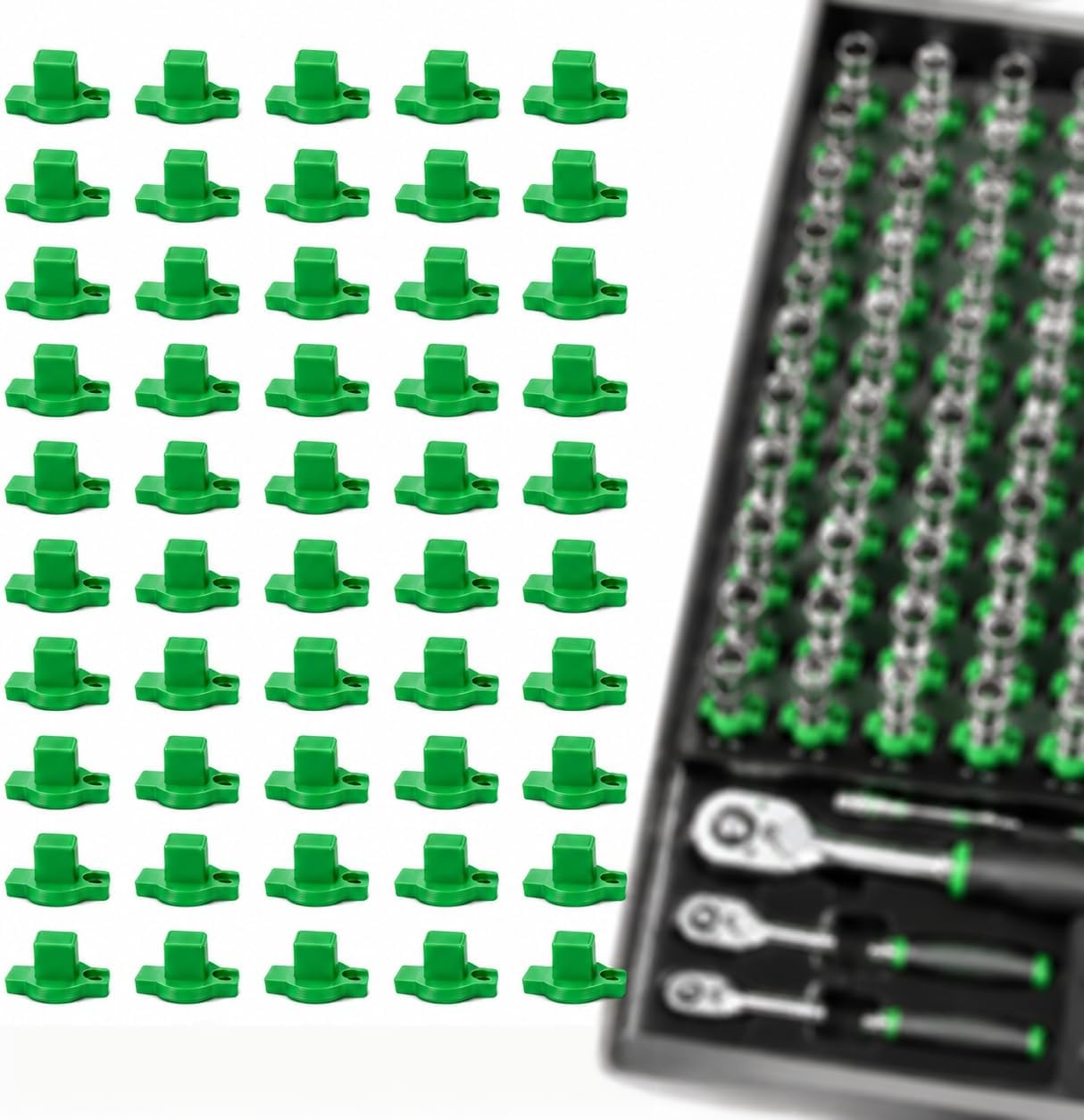 Tool Grid Socket Holder Organizer, compatible with Socket Wrenches, Storage Rack for Workshop Tools, Easy Access and Space Saving,50 packs (1/2)