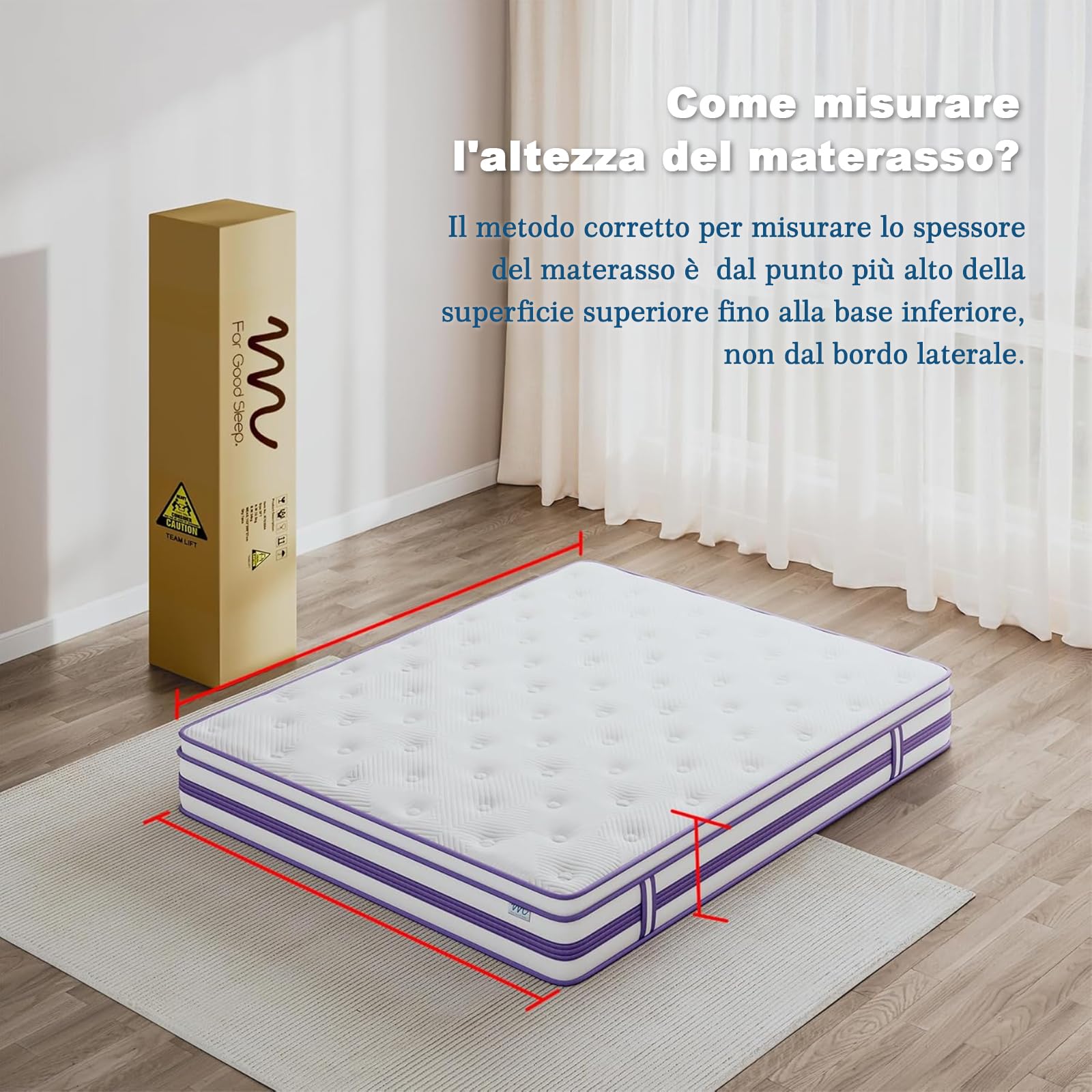 Materasso 120x200 cm, Altezza 30 cm Media Fermezza, Memory Foam Gel e Molle Insacchettate, Certificato Oeko-TEX, Traspirante Antipressione, Consegna in Scatola